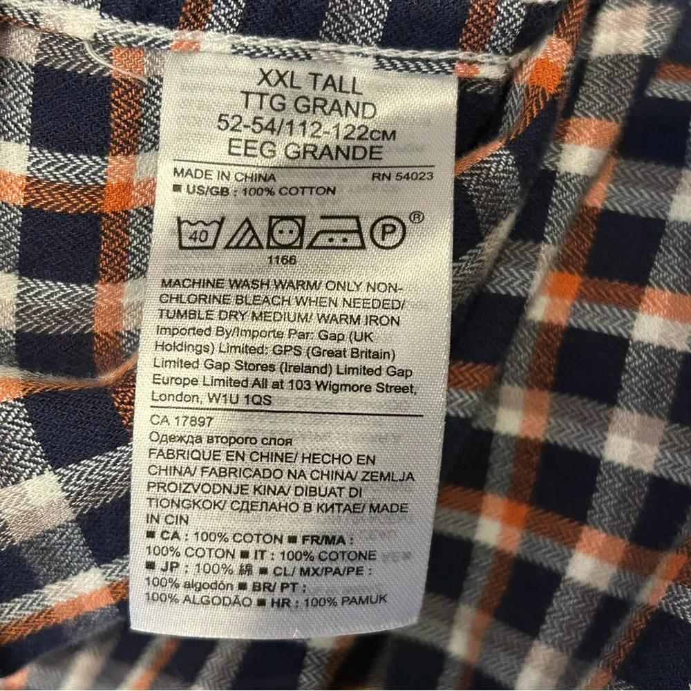 Banana Republic Luxe Flannel Shirt Slim Fit Mens‎ XXL Tall Plaid Cotton Grunge